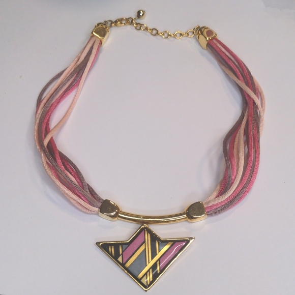 Michaela Frey Jewelry - Vintage 1980s Michaela Frey Enamel Pendant Necklace – Signed Modernist Style